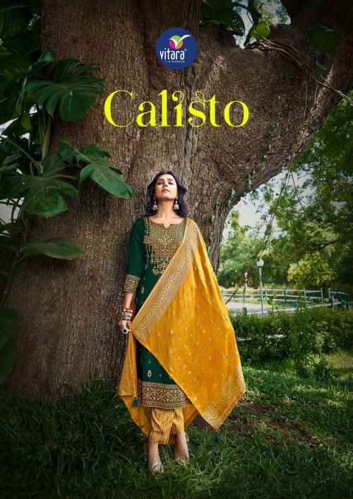 Vitara Calisto Heavy Rayon Foil Print Designer Kurti Pant With Dupatta