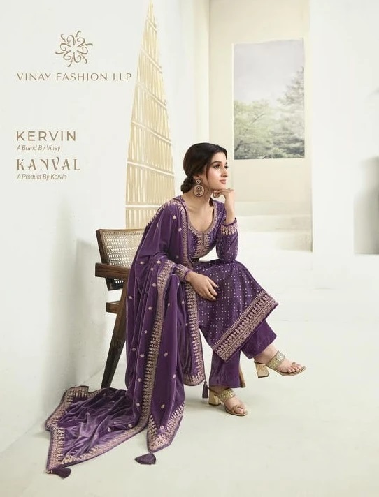 Vinay Kervin Kanval Digital Printed Designer Velvet Salwar Suit