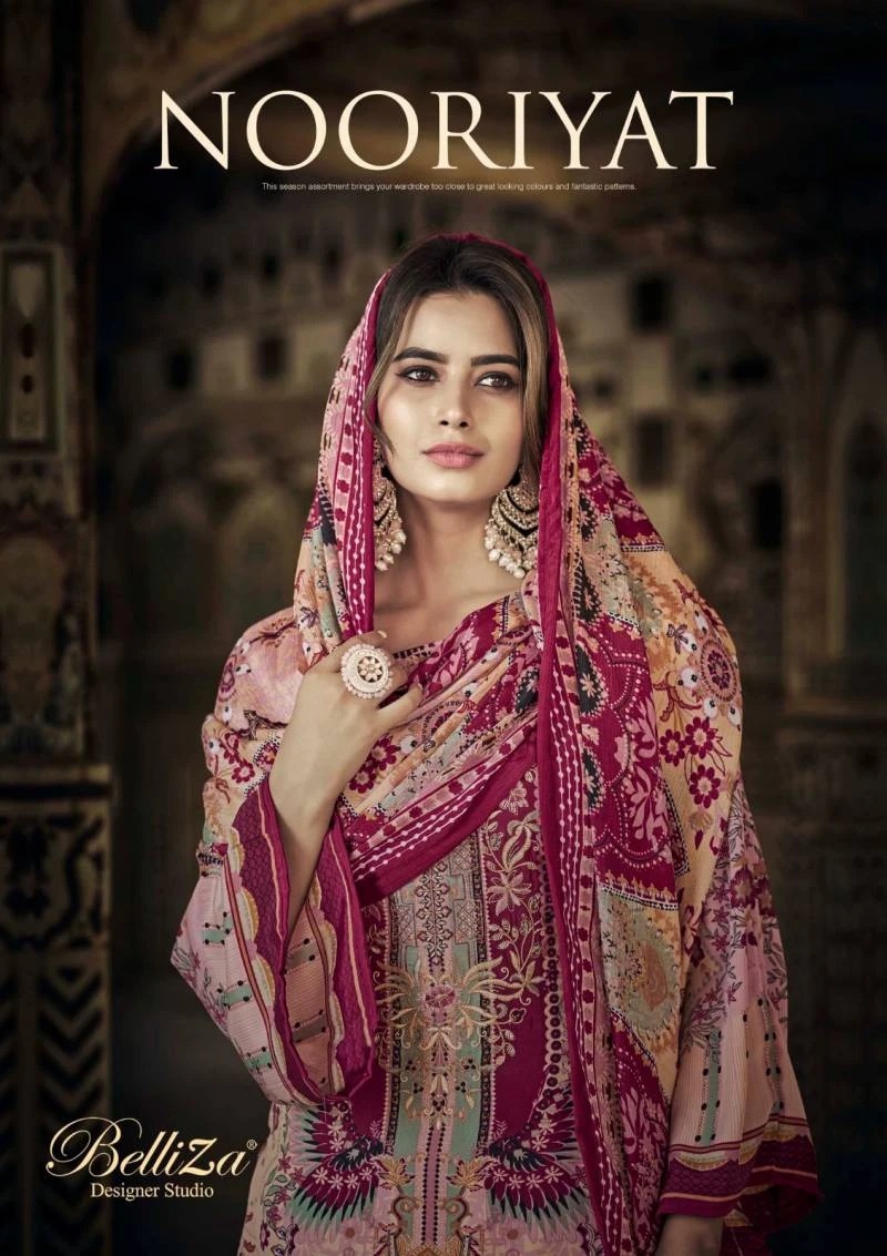 Belliza Nooriyat Crepe Printed Dress Material Collection