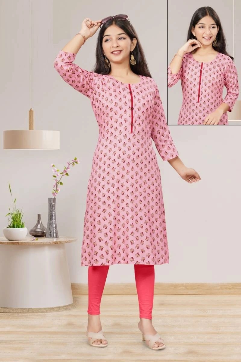 Geetanjali 8312 Rayon Kids Wear Straight Kurti Collection