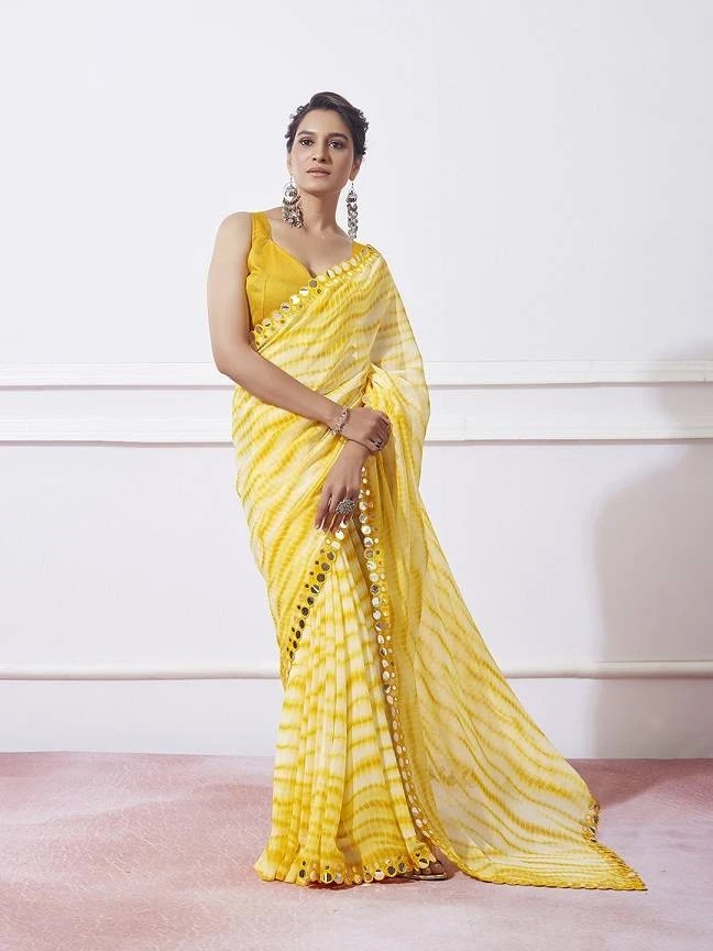 Ziva 19 Leheriya Georgette Party Wear Saree Collection