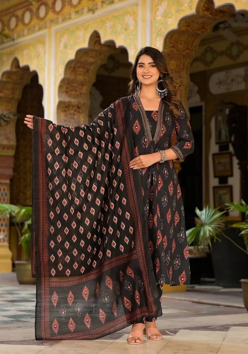 Dhruvi 140 Casual wear Rayon Kurti Pant With Dupatta Collection