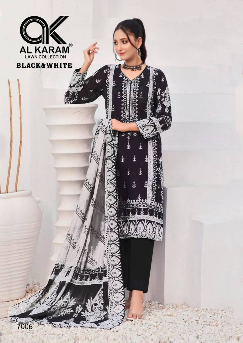 Al Karam Black And White Vol 07 Karachi Cotton Dress Material