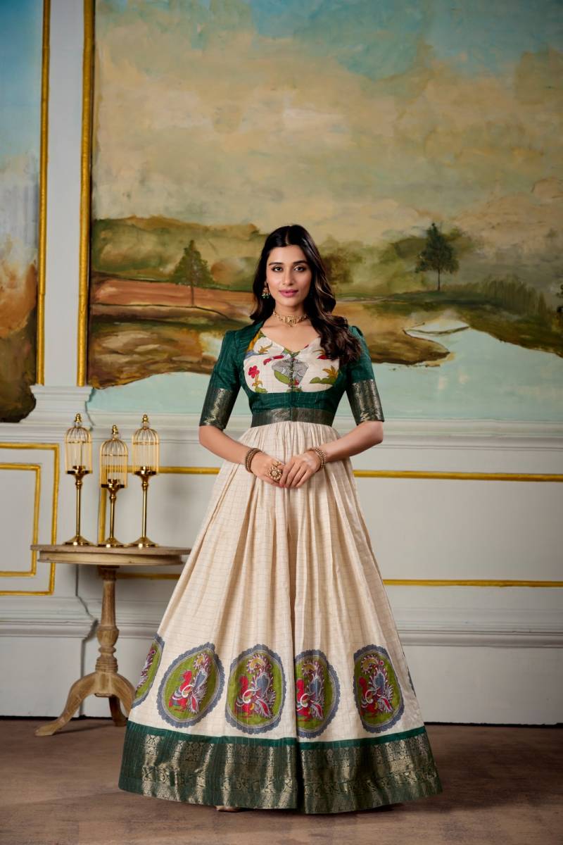 Bt 7108 Kalamakri Printed Dola Silk Gowns Collection