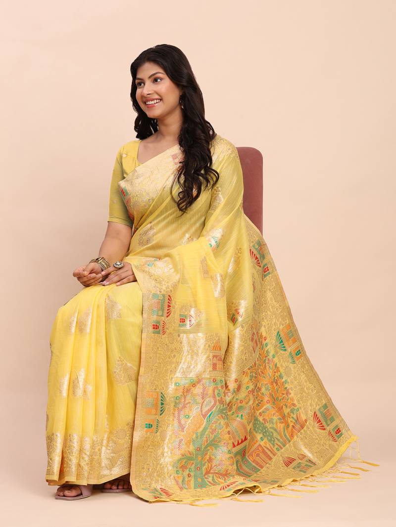 Ast Linen Stori Soft Cotton Fancy Saree Collection