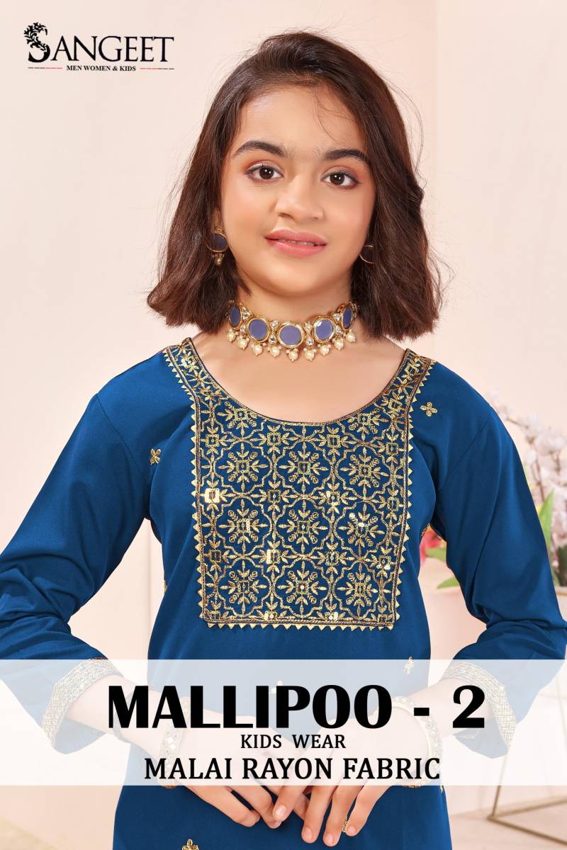 Sangeet Mallipoo 2 Gold Sequence Girls Kurti Collection