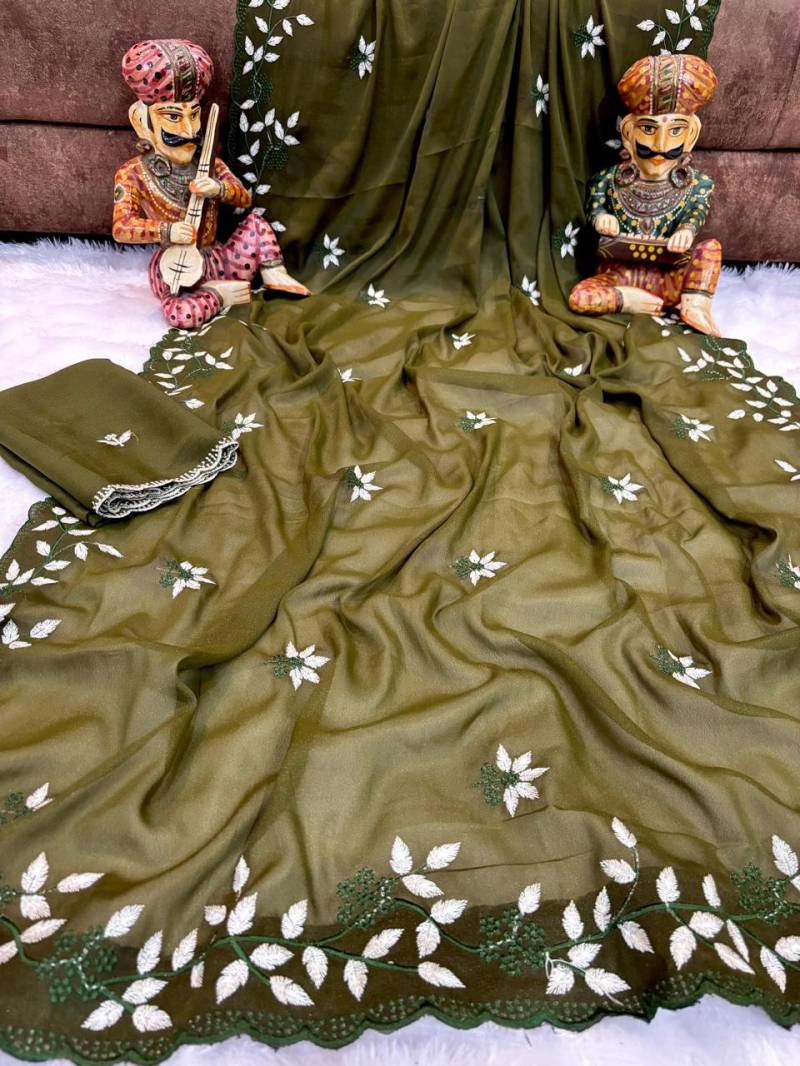 Md Star Gorgette 01 Fancy Designer Saree Collection