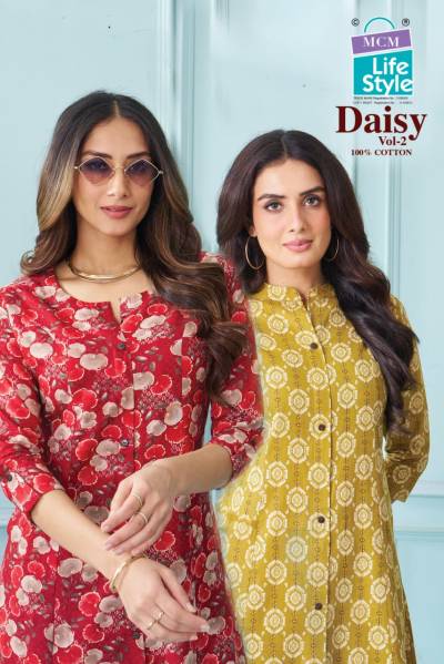 Mcm Daisy Vol 2 Daily Wear Pure Cotton A Line Flair Kurtis Collection