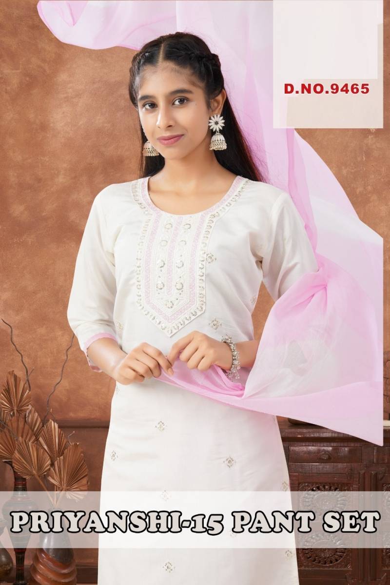 Priyanshi Vol 15 Roman Silk Kids Wear Girls Kurti And Bottom Dupatta