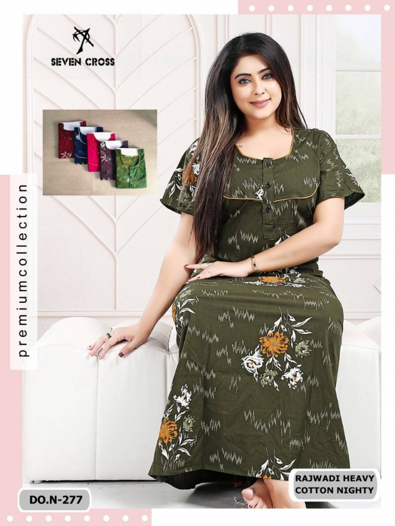 Seven Cross 277 To 83 Pure Cotton Printed Nighty Collation