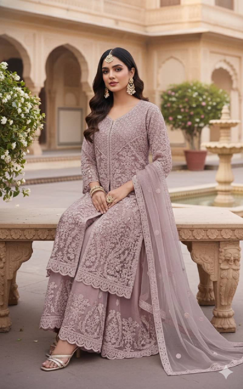 Kb 4104 Net With Embroidered Heavy Worked Salwar Kameez Collection
