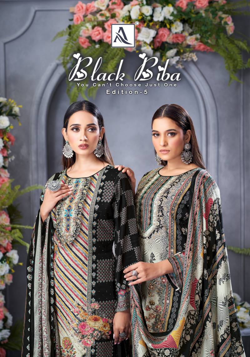Alok Black Biba Edition 5 Maslin Designer Printed Dress Material Collection
