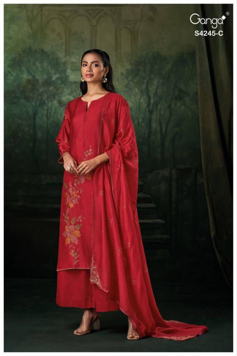 Ganga Xylah 4245 Bemberg Silk Printed Salwar Suit Collection
