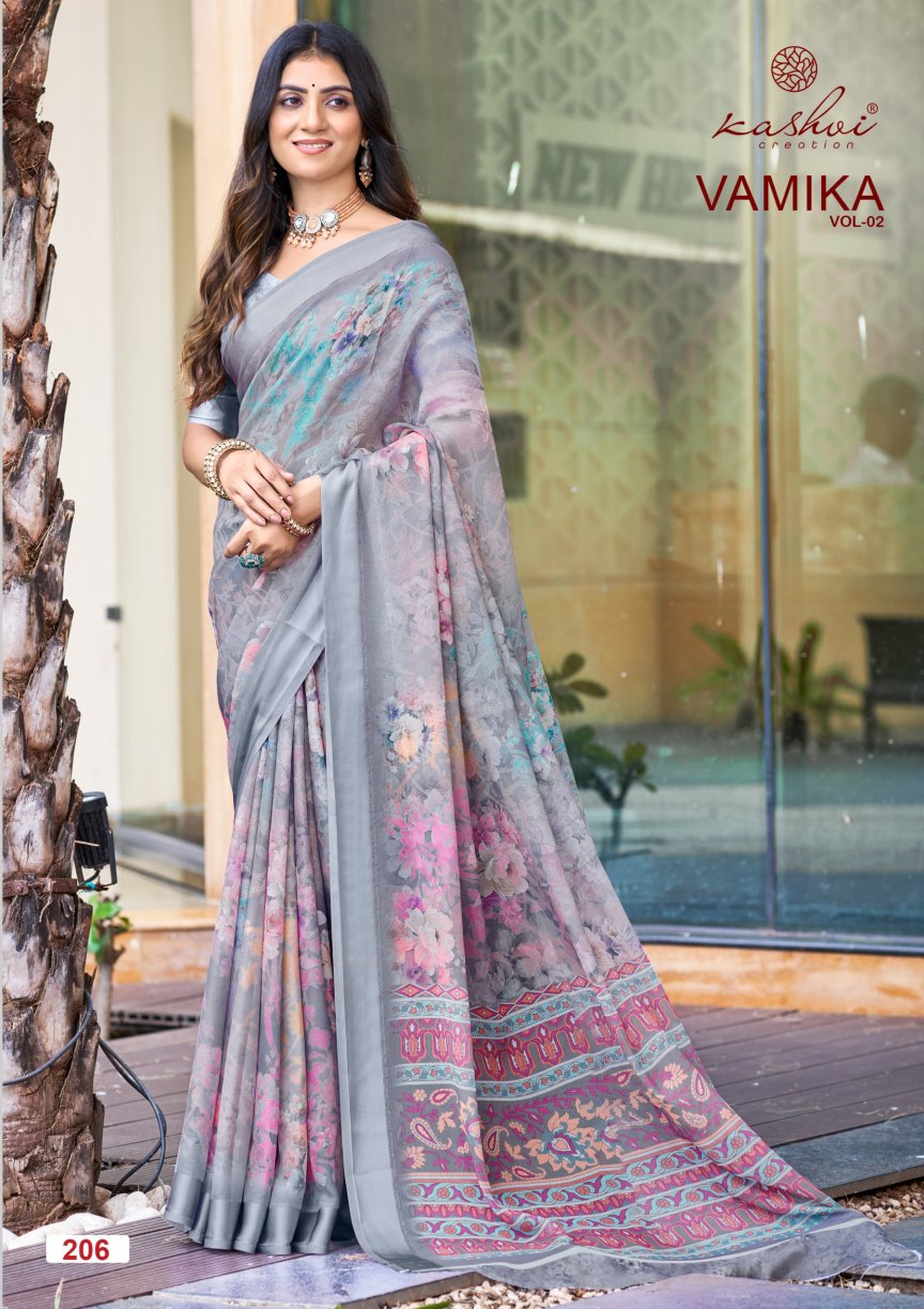 Kashvi Vamika Vol 2 Dull Moss Party Wear Sarees Collection