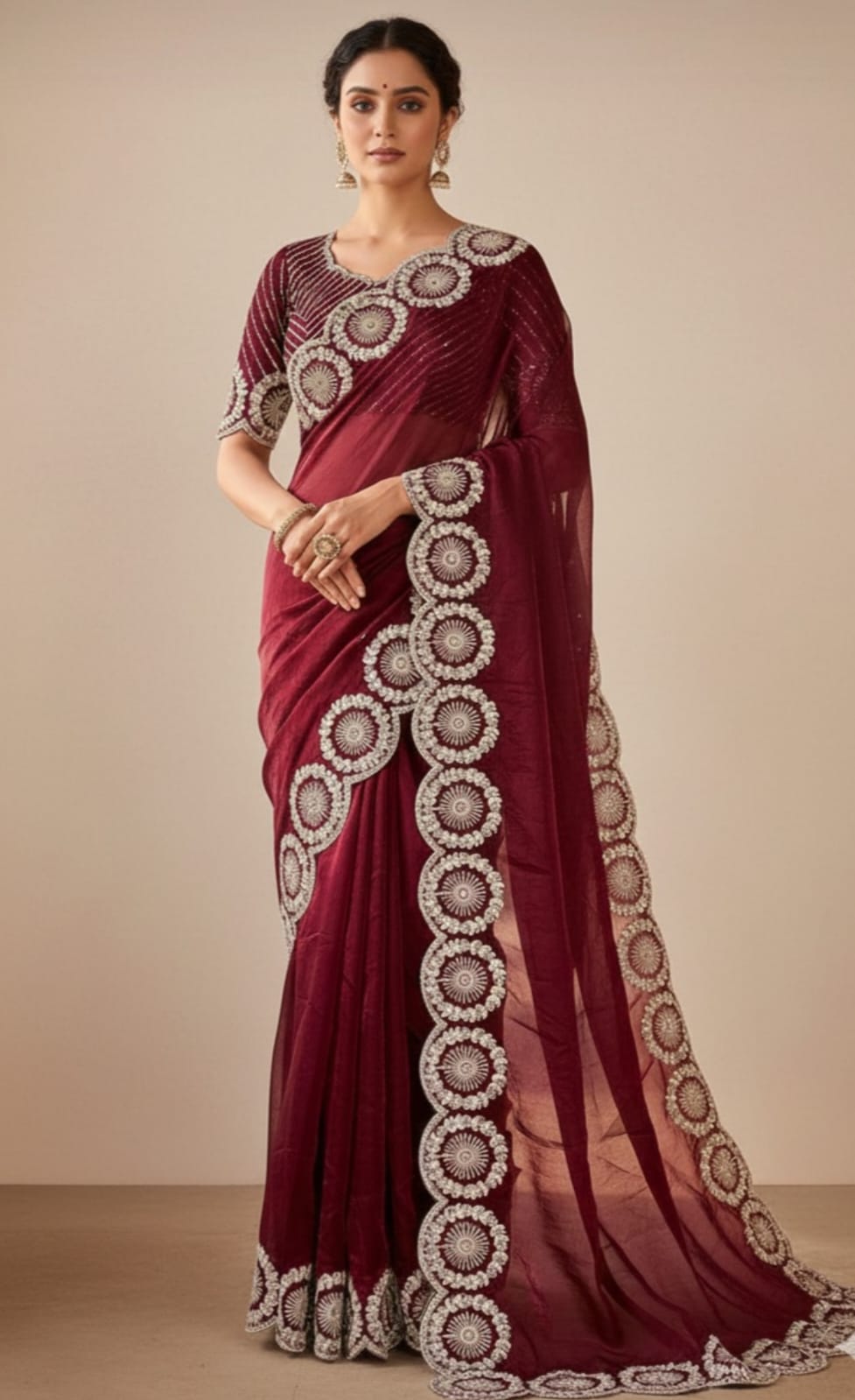 Vt 6072 T Thread Embroidered Worked Saree Collection