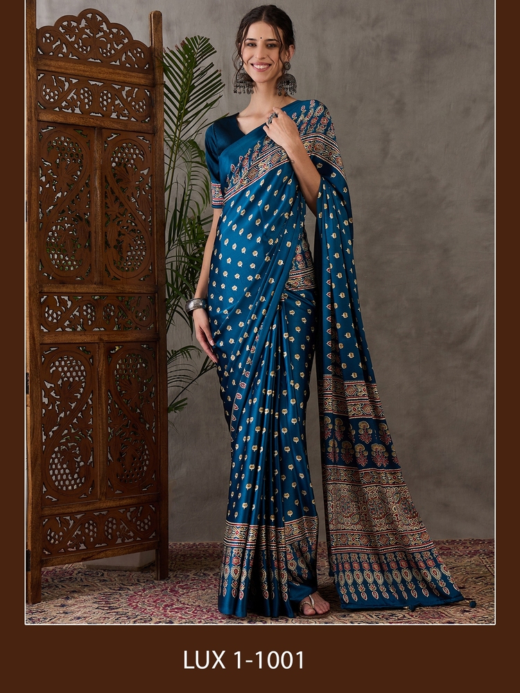 Lux Vol 1 Fancy Modal Printed Ajrakh Saree Collection