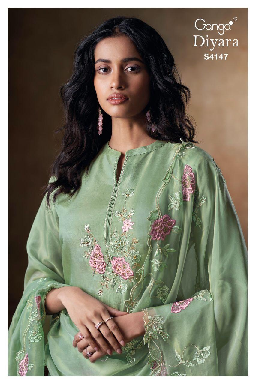 Ganga Diyara 4147 Bemberg Silk Designer Salwar Kameez Collection