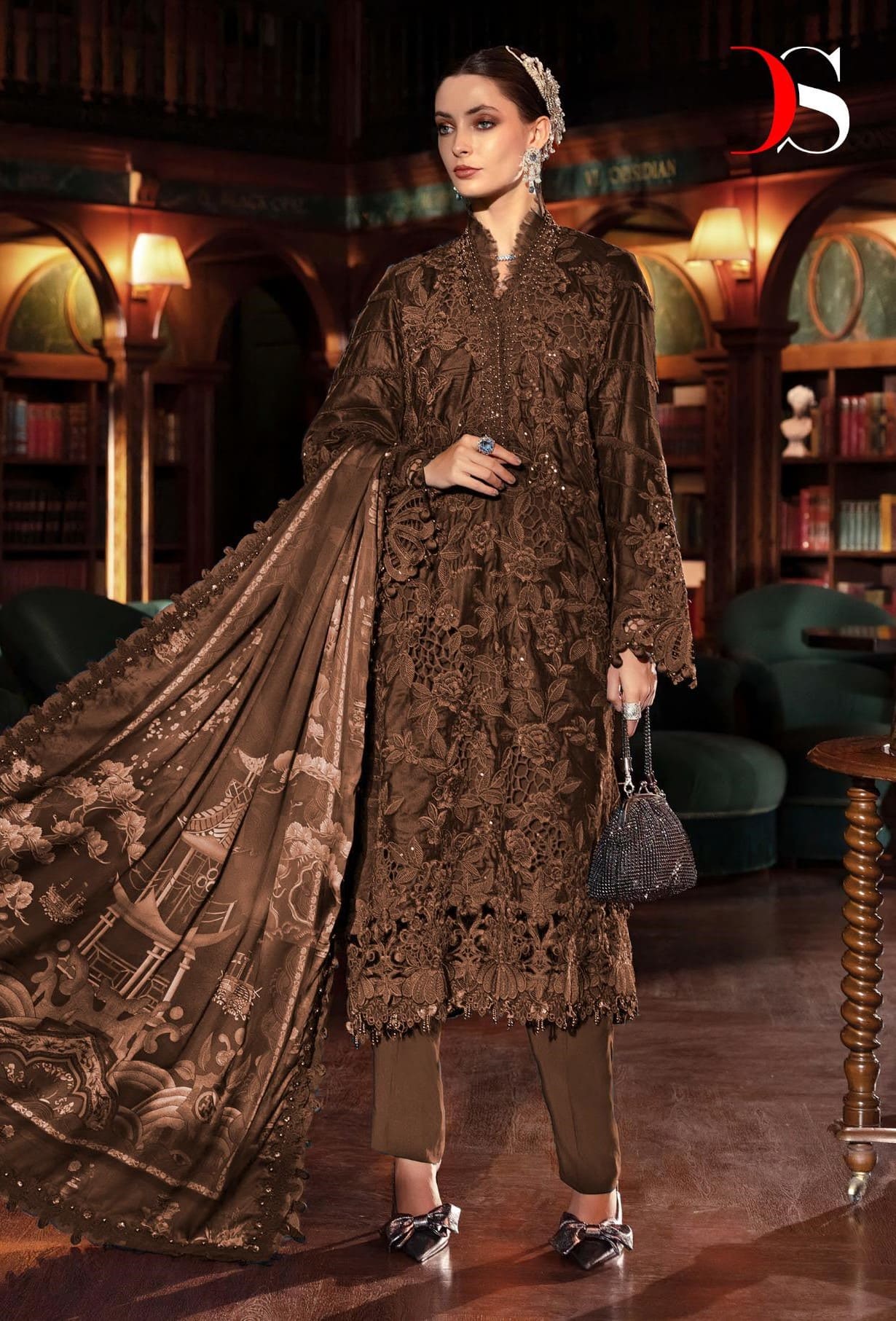 Deepsy Maria B Luxe 1524 A To D Pakistani Suits Cotton Dupatta