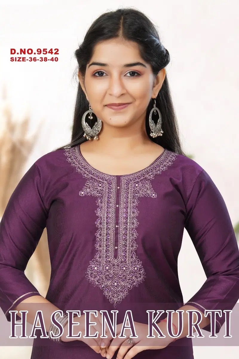 Haseena Kurti 9542 Silk Kids Girls Kurti Set Collection