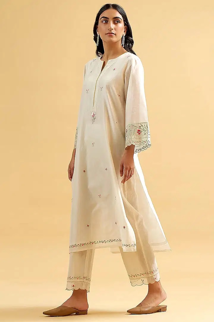 Naisha K 621 Premium Cotton Embroidered Kurti And Pant Collection