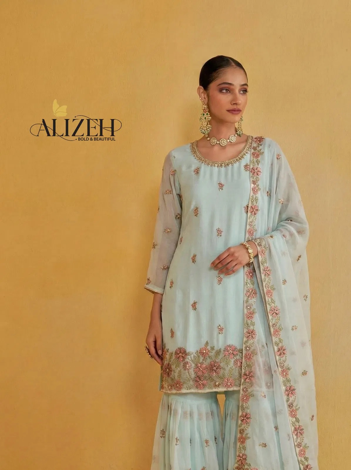 Alizeh 7066 To 7069 Georgette Wedding Sharara Suits And Dupatta