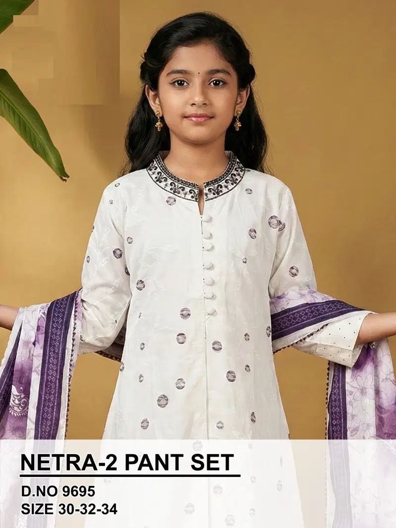 Netra Vol 2 Roman Silk Girls Kids Kurti Bottom With Dupatta