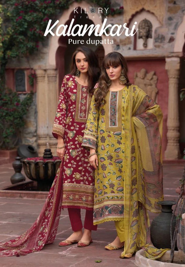 Kilory Kalamkari Cotton Digital Foil Printed Salwar Kameez Collection