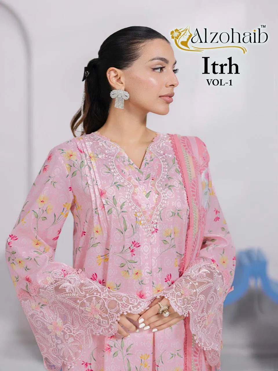Alzohaib Itrh Vol 1 Designer Pakistani Salwar Kameez Chiffon Dupatta