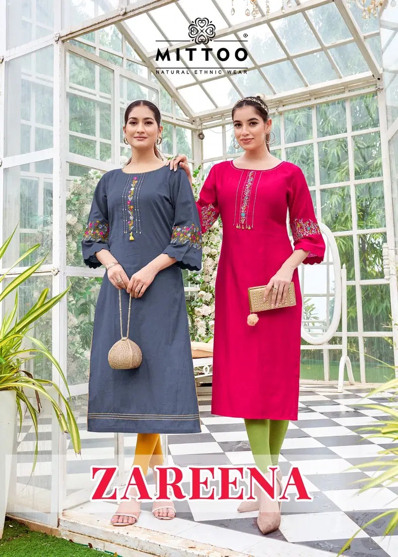 Mittoo Zareena Rayon Thread Work Daily Wear Kurti Collection