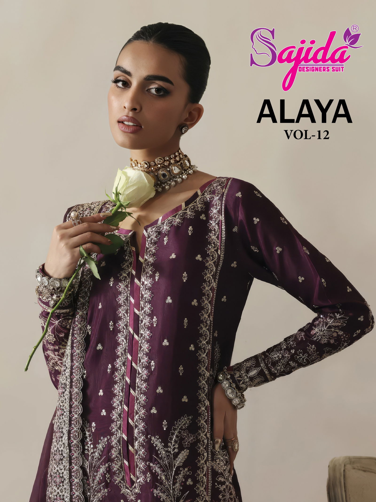 Sajida Alaya Vol 12 Embroidered Work Pakistani Salwar Kameez Collection
