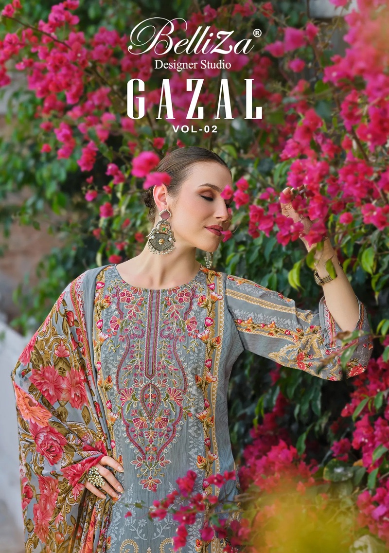 Belliza Gazal 961 Crepe Embroidery Designer Dress Material Collection