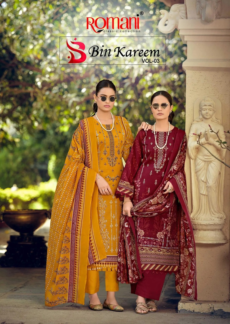 Romani Bin Kareem Vol 03 Printed Embroidered Dress Material Collection