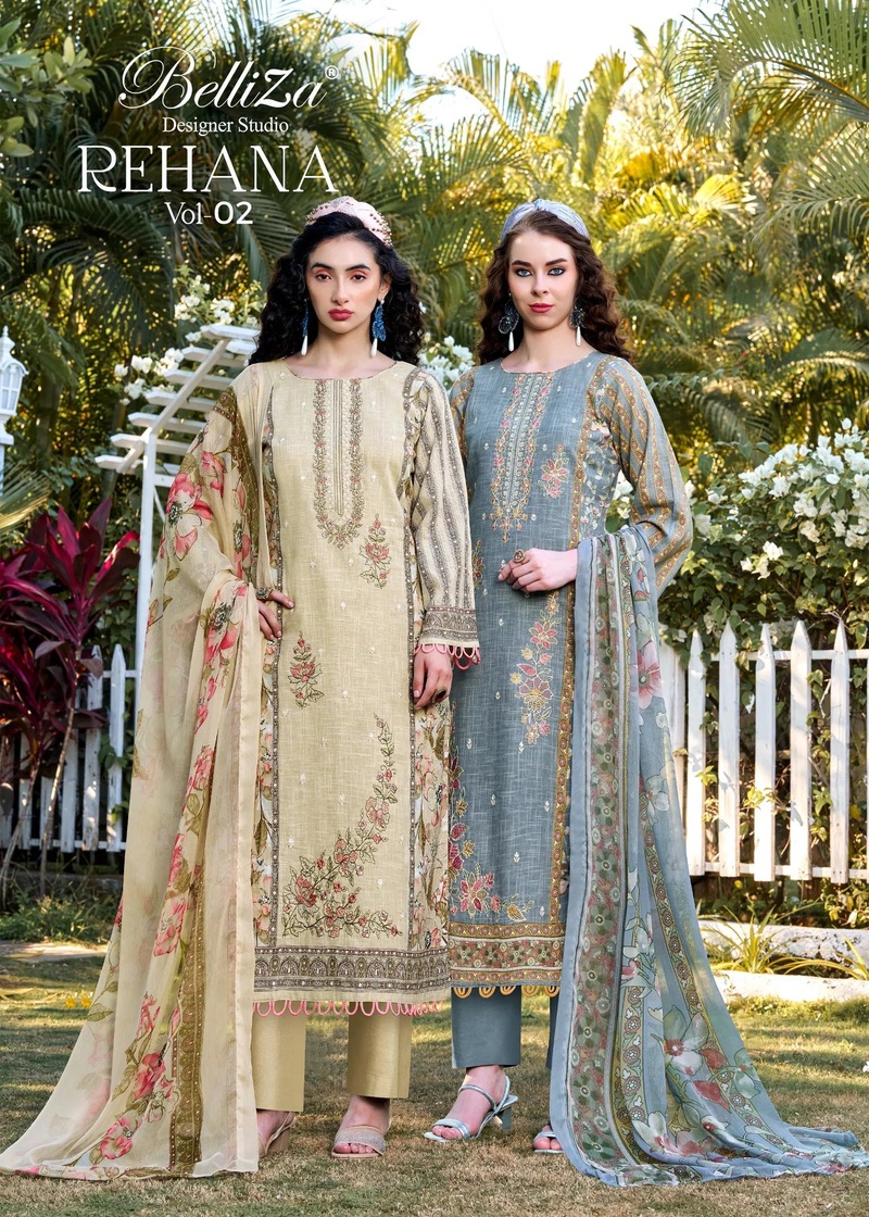 Belliza Rehana Vol 2 Pure Cotton Embroidered Dress Material Collection