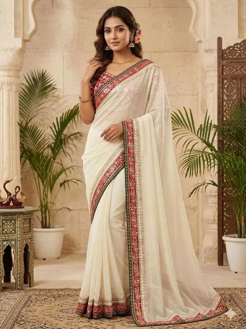 Nc Space Silk Embroidery Worked Wedding Saree Collection
