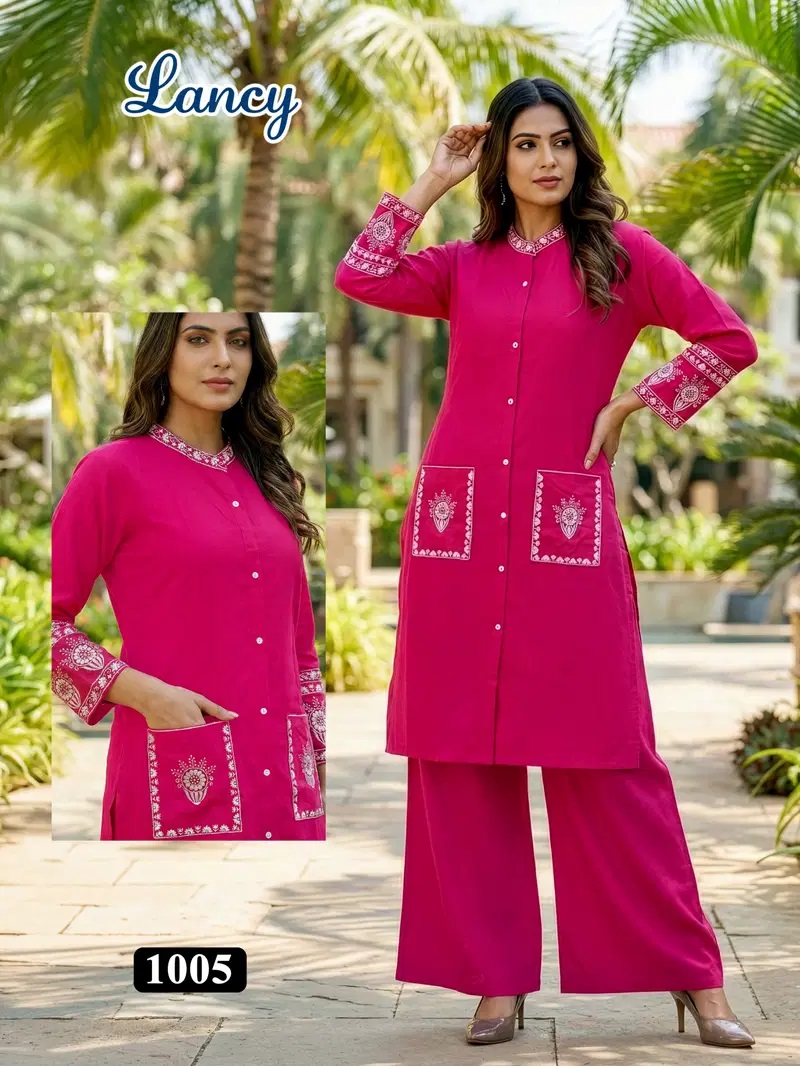 Lancy Vol 1 Rayon Embroidery Kurti With Bottom Collection