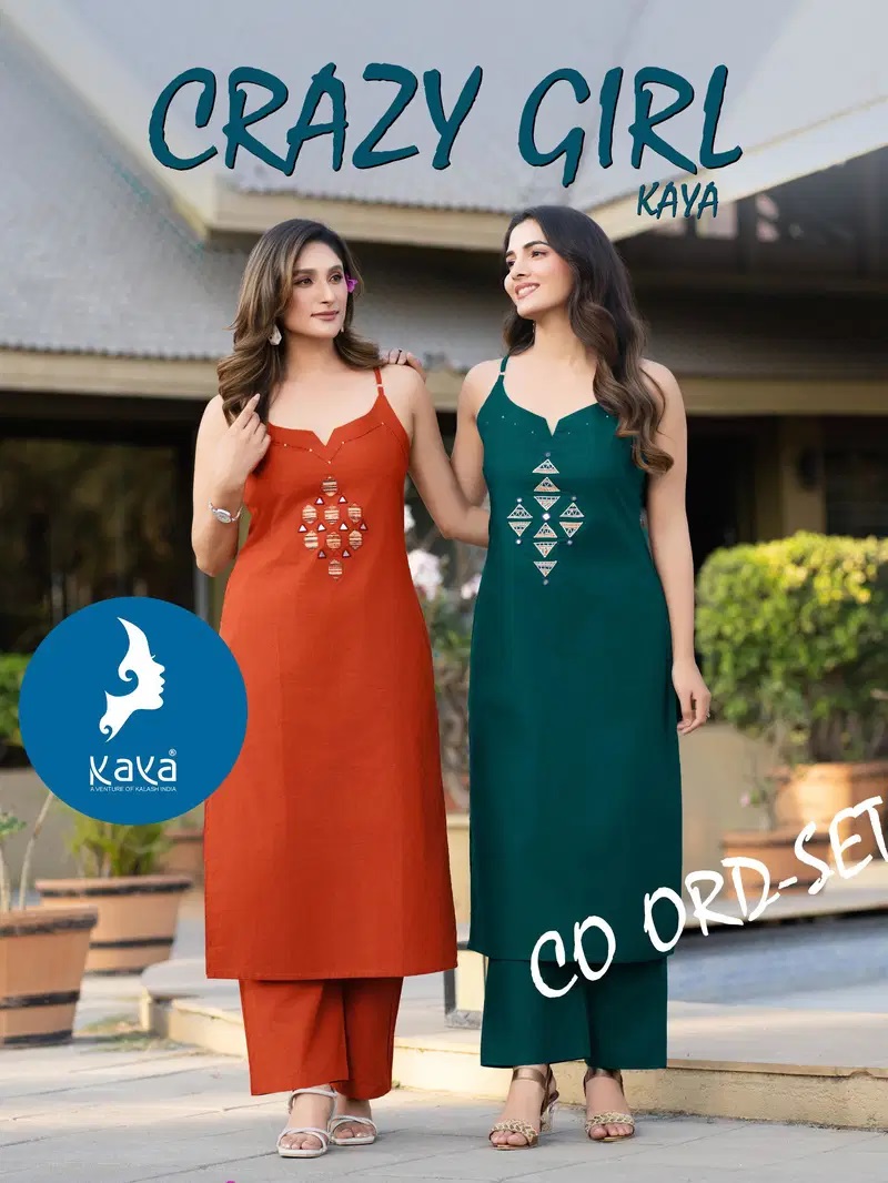 Kaya Crazy Girl Cotton Straight Cut Kurti With Bottom