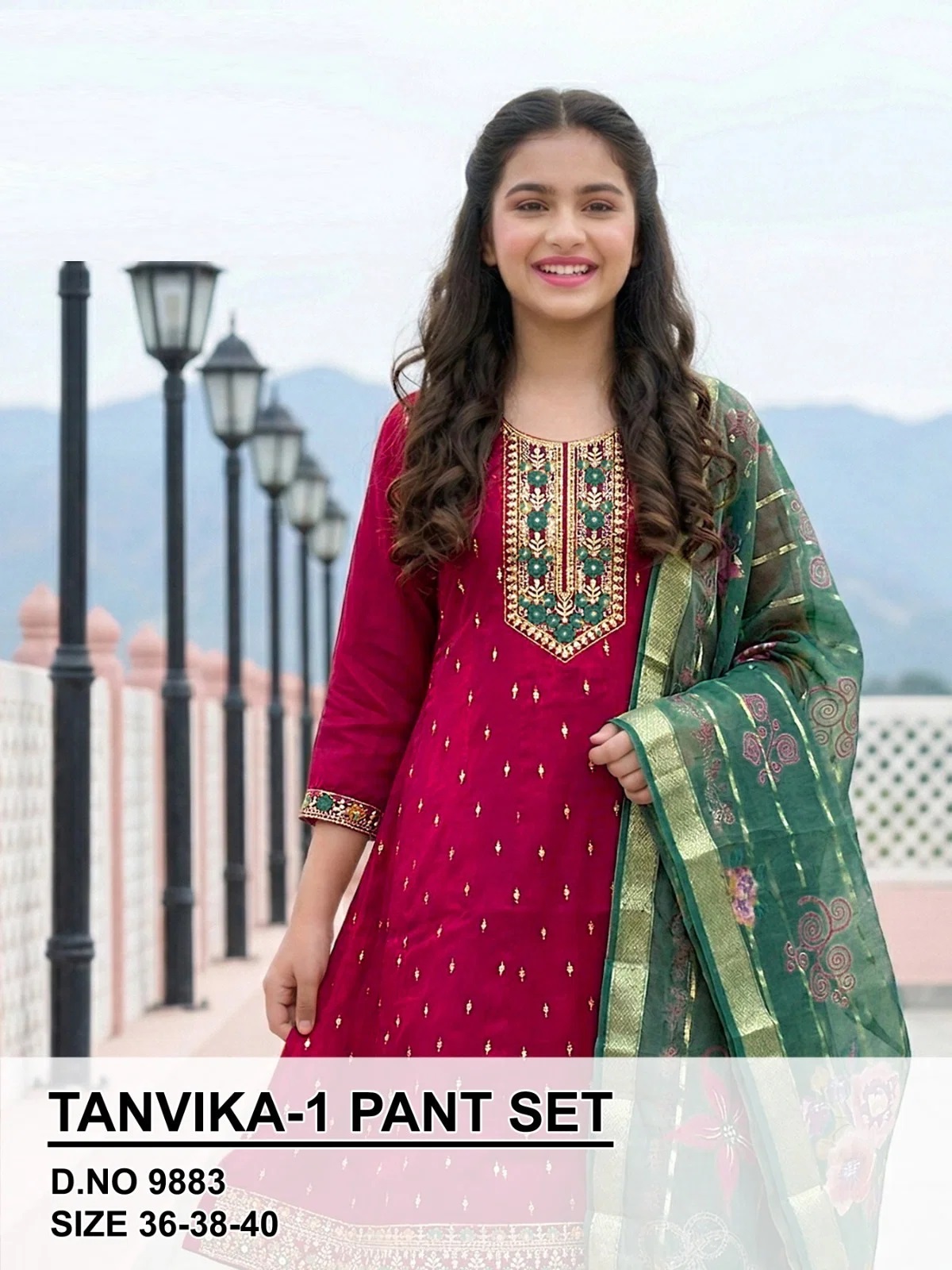 Tanvika 9883 Roman Kids Kurti With Bottom Dupatta