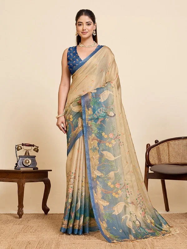 Maahi 219 Linen Zari Weaving Saree Collection
