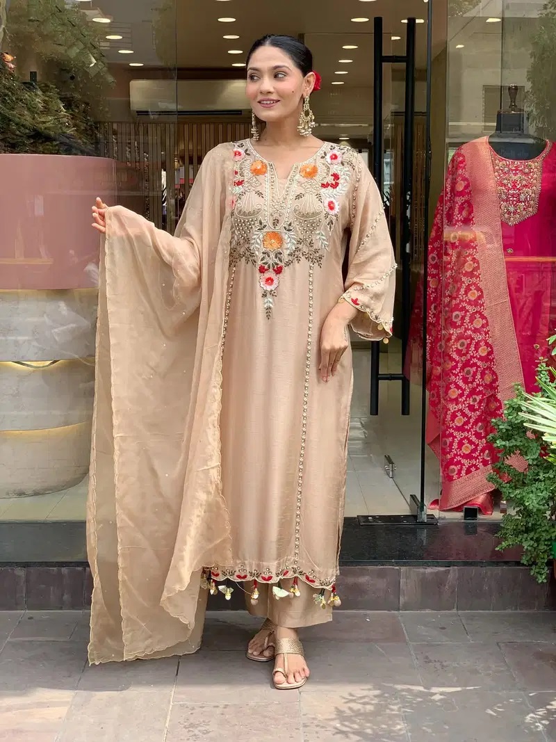 Dhumadhuri 01 Pv Chanderi Designer kurti set with dupatta online in india