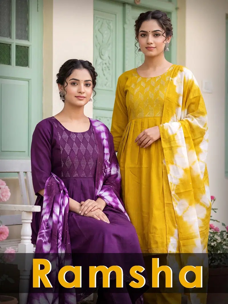 Ramsha Vol 8 Vertican Festive Anarkali Style Kurti Set with Dupatta