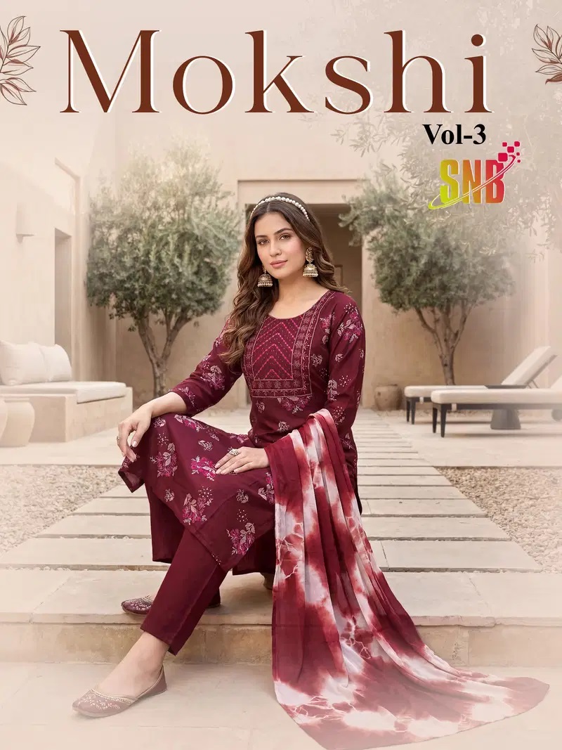 Mokshi Vol 3 Vertican Straight Cut Kurti Bottom With Dupatta