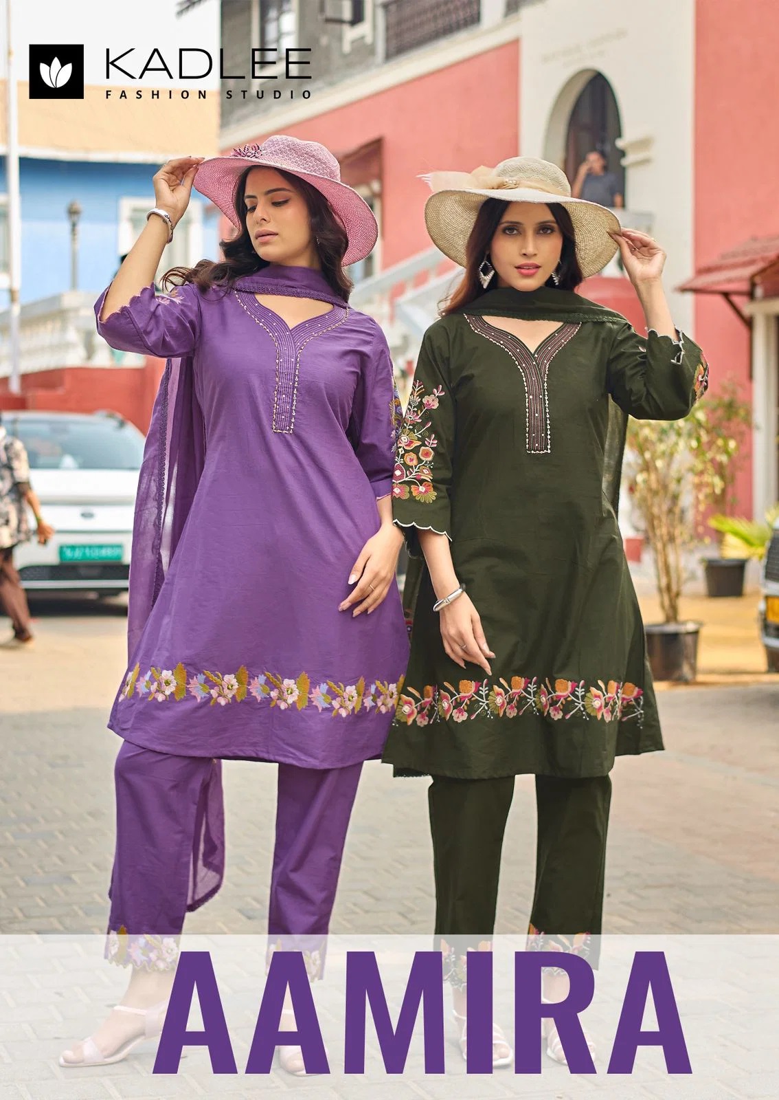 Kadlee Aamira Thread Worked Kurti With Bottom Dupatta