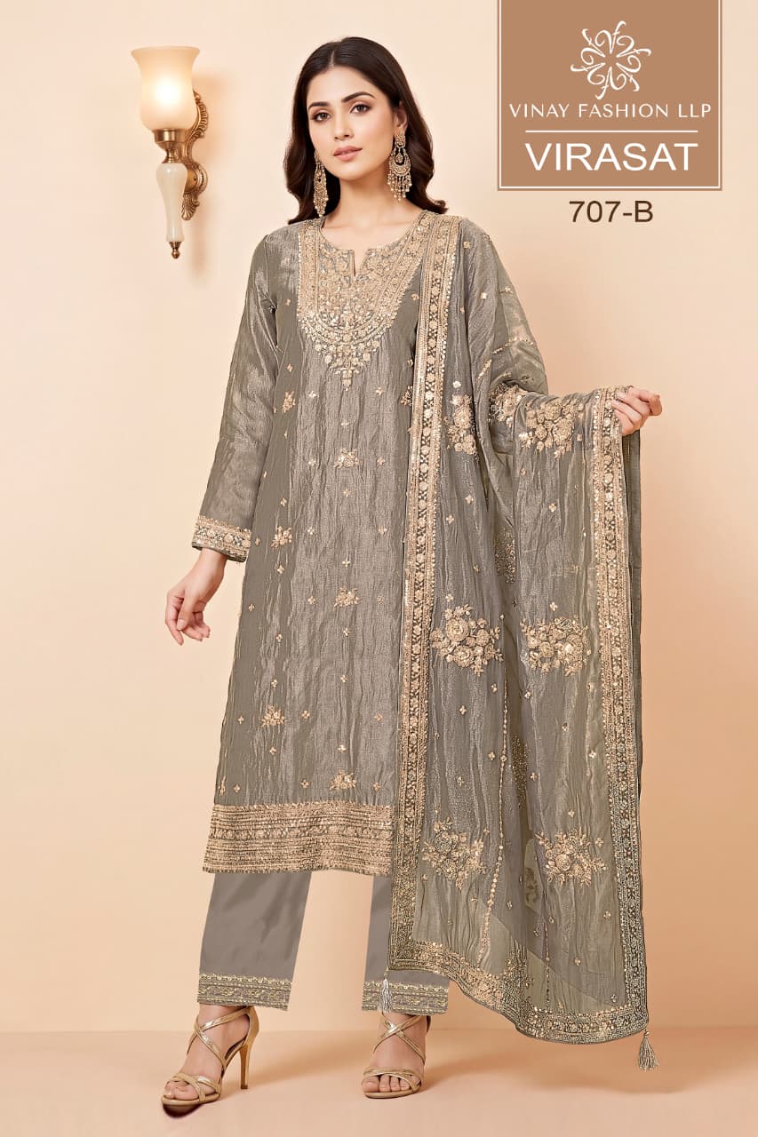 Vinay Kuleesh Virasat Gold Silk Zari Worked Salwar Kameez