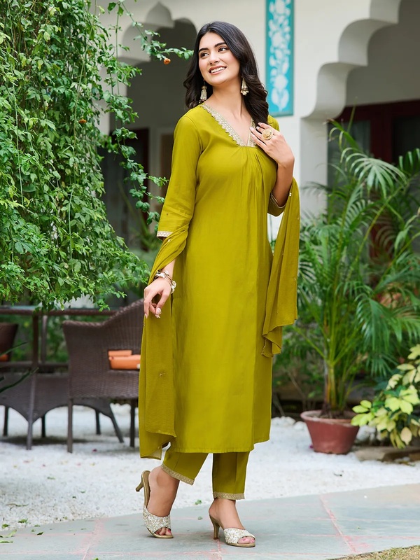 Dhruvi 441 Soft Silk Casual Wear Kurtis Set With Dupatta Affordable Price