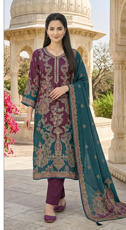 Shree Kt 369 Viscose Muslin Aari Work Salwar Suits