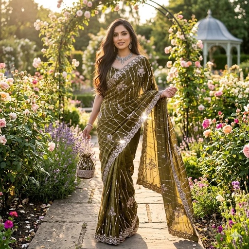 Kc 942 Nc Moss Silk Hand Work Designer Saree Collection
