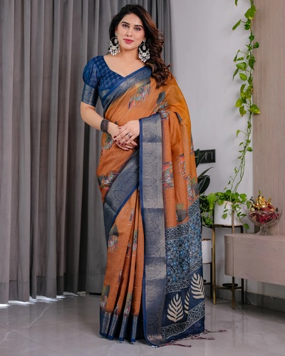 Sh LJ 15 Handloom Pure Linen Saree Collection