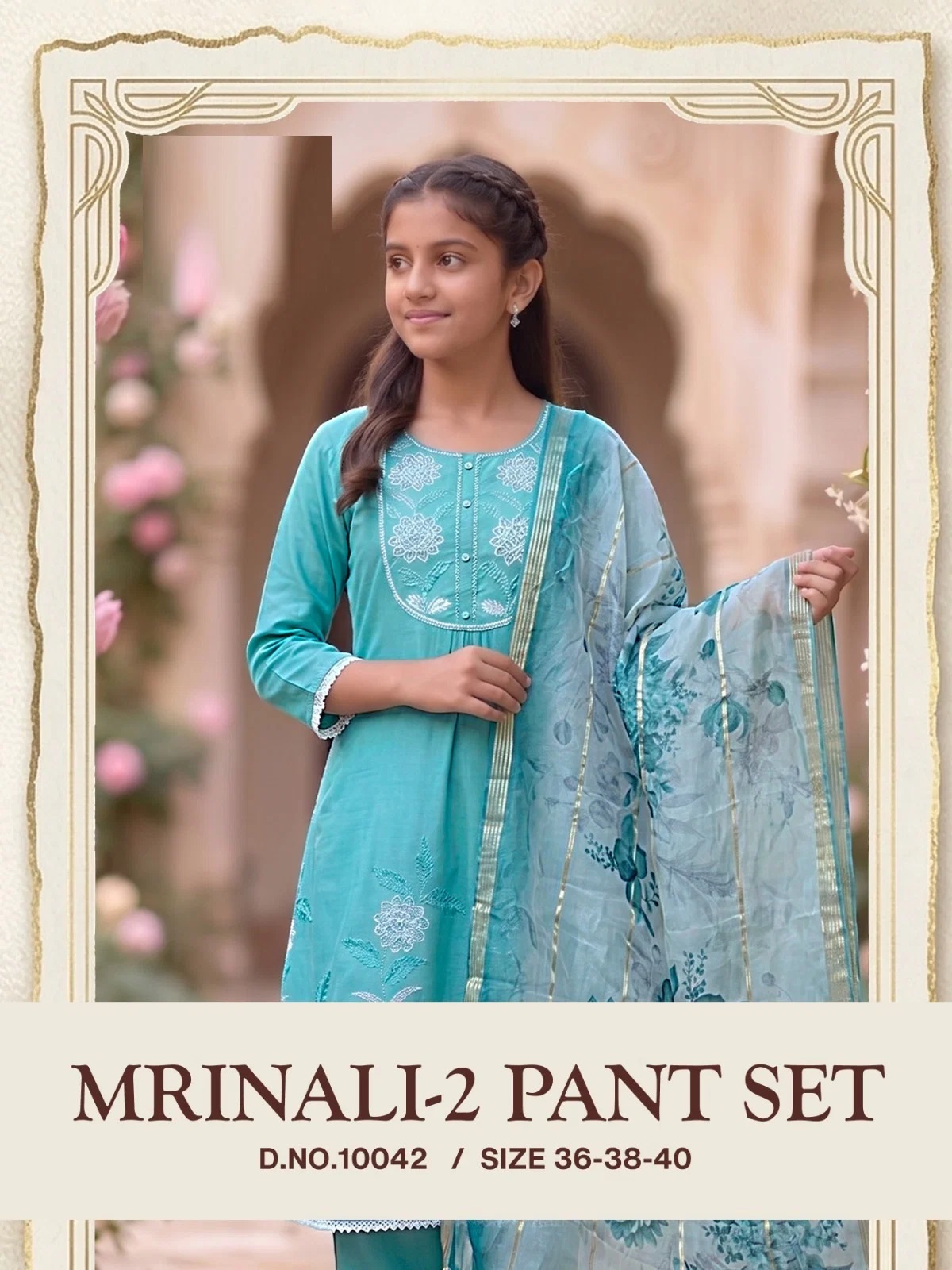 Mrinali 10040 Roman Silk Kids Wear Kurti With Bottom Dupatta