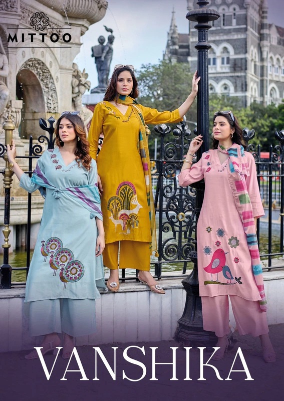 Mittoo Vanshika Thread Worked Kurti With Bottom Dupatta