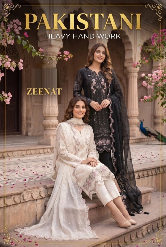 Zeenat Handworked Kurti With Bottom Dupatta